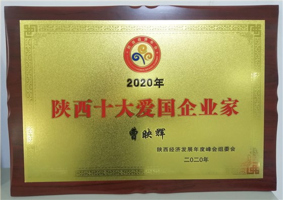 曹映辉董事长荣获&ldquo;2020年陕西十大爱国企业家&rdquo;荣誉称号